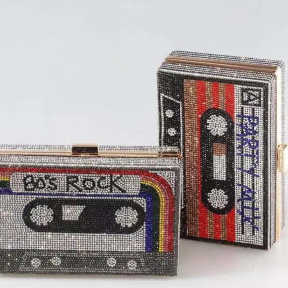 Retro Rhinestone Cassette Clutch - Picture 2 of 4